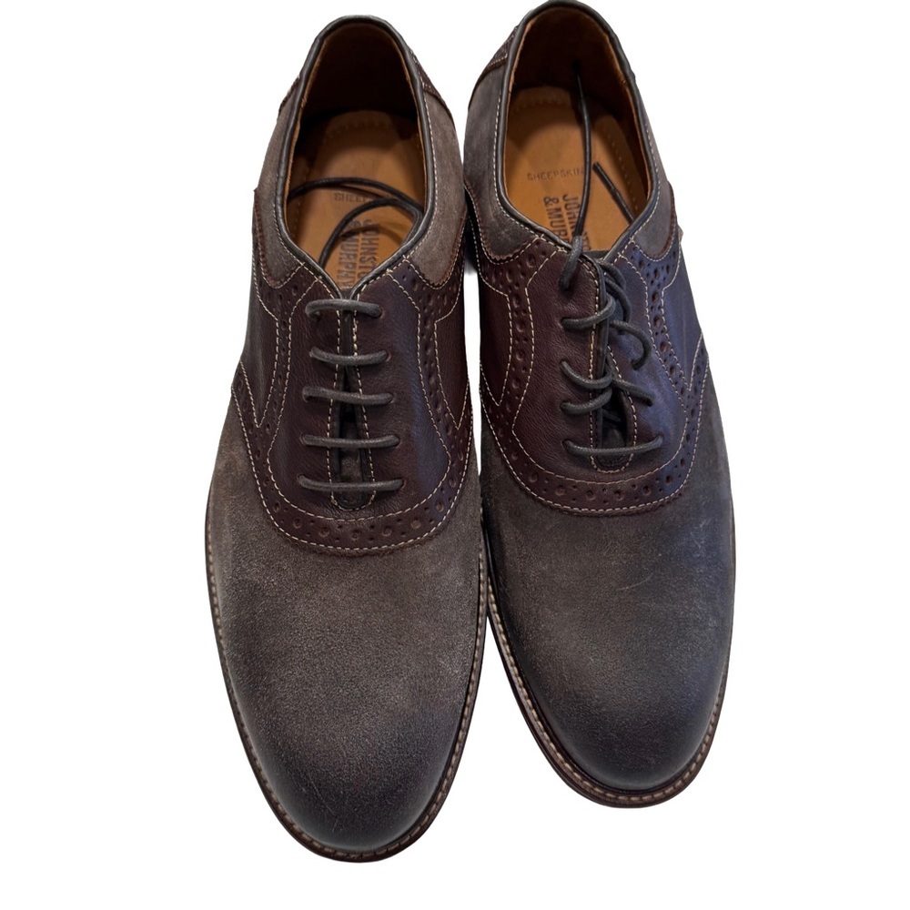 Johnston & Murphy Wagner Saddle Oxford Sheepskin Lined Brogue Sz 8.5M NIB